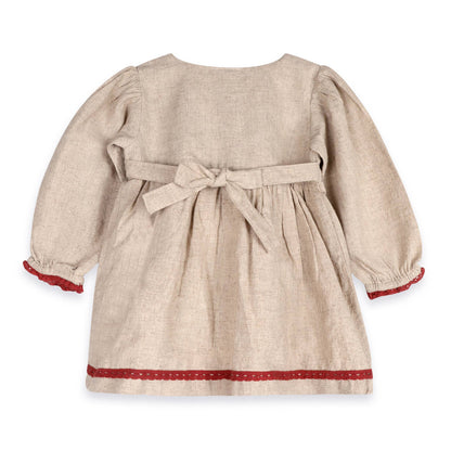 Ravello Embroidered Baby Dress & Bloomer (Linen Blend): Natural