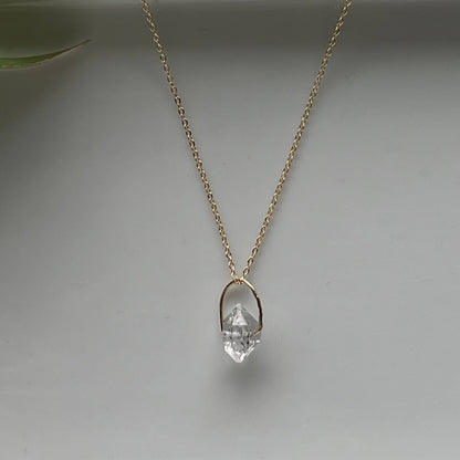 Long Raw Herkimer Diamond Pendant Necklace