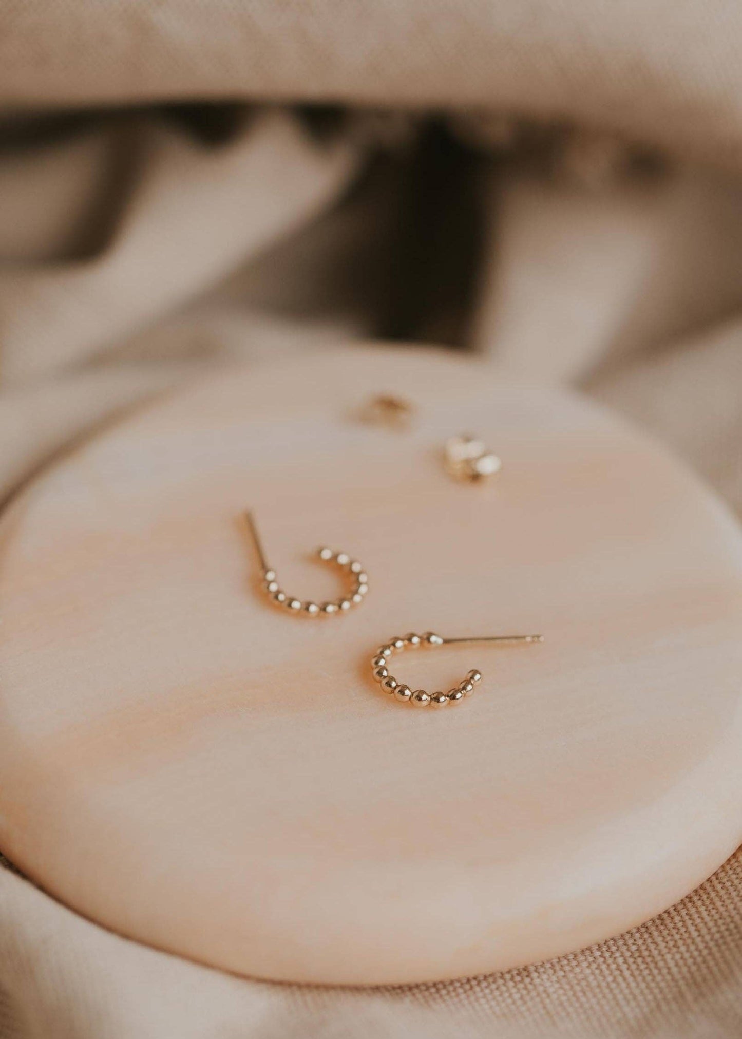 Beaded Huggie Hoops | 14kt Gold Fill