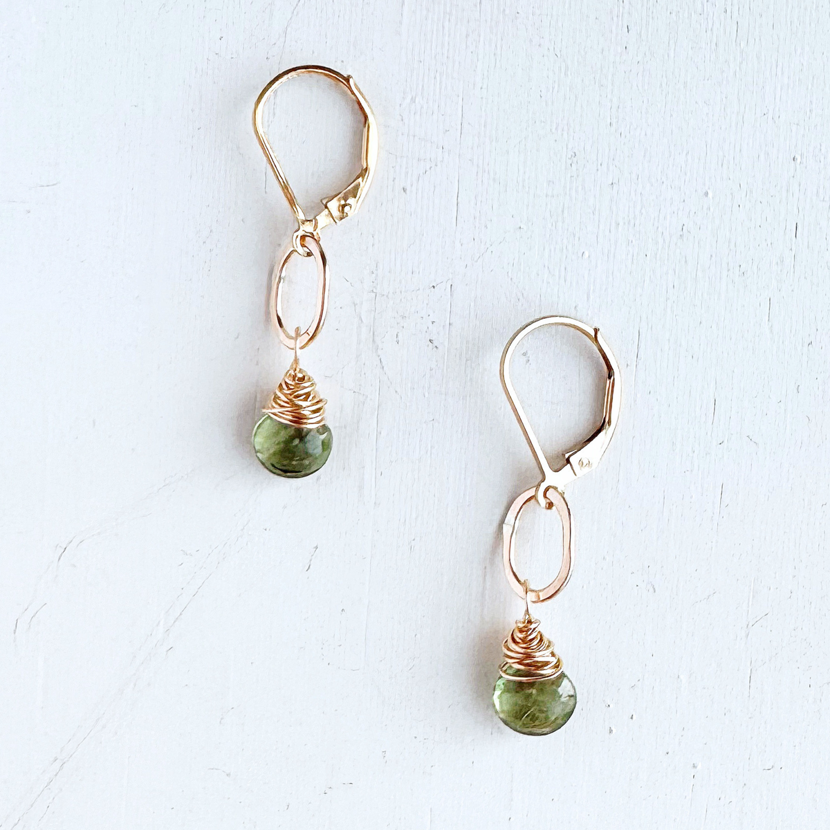 Peridot Gemstone Earrings - Gold Filled