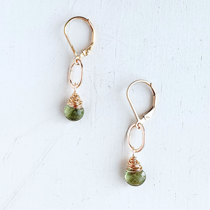 Peridot Gemstone Earrings - Gold Filled