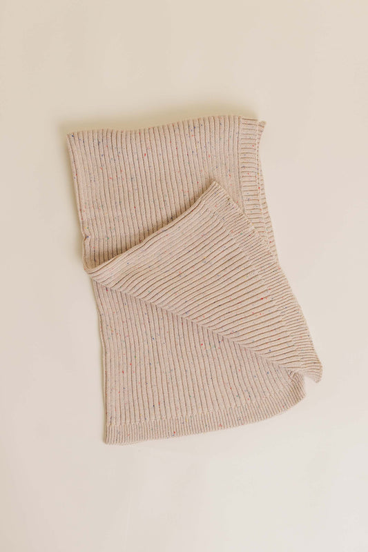 Sprinkle Organic Cotton Knit Ribbed Blanket - Hazelnut