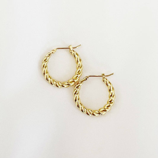 Day Break Braided Hoops Earrings Gold Filled