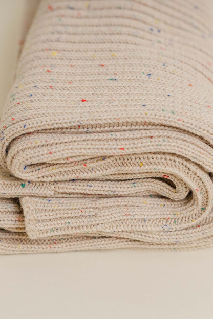 Sprinkle Organic Cotton Knit Ribbed Blanket - Hazelnut