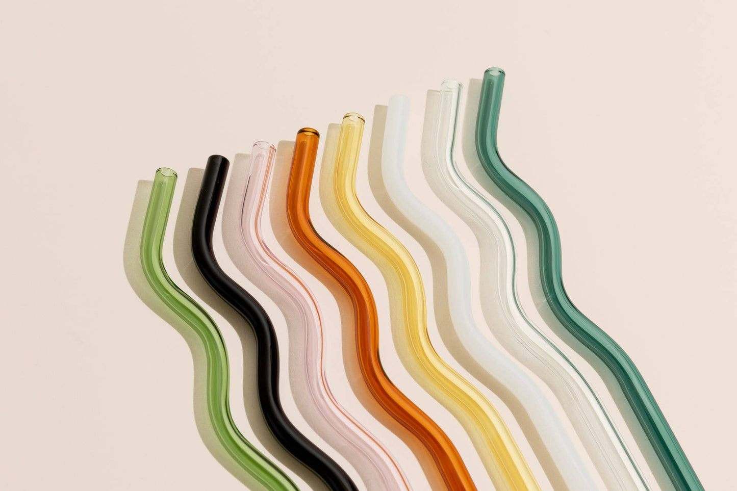 kessellate - Wavy Glass Straws: Green