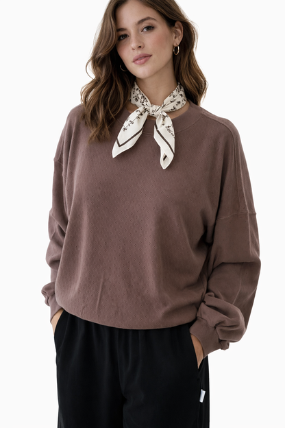 Cocoa Pointelle Sweatshirt