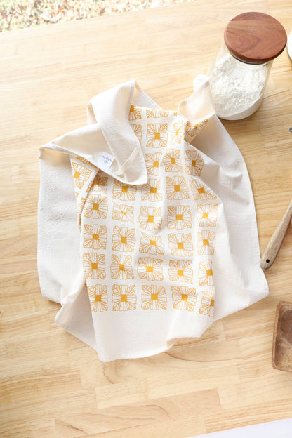 Saffron Floral Tile Tea Towel