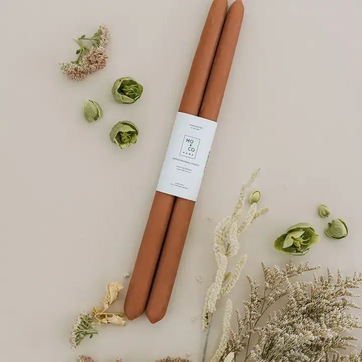 Clay Beeswax Dipped Taper Candles