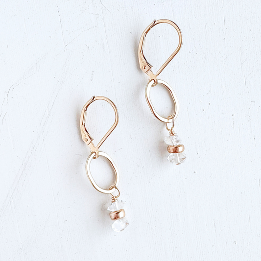 Tidal Herkimer Diamonds Drop Earrings - Gold Filled