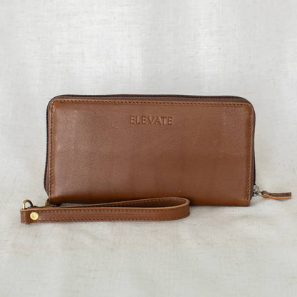 Leather Zipper Wallet: Black