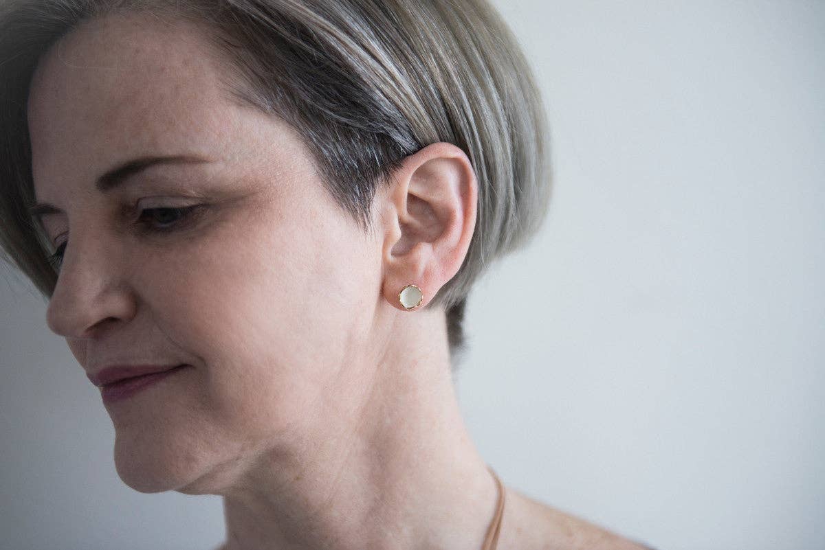 Hana Studs: Black Porcelain 14k GF Studs