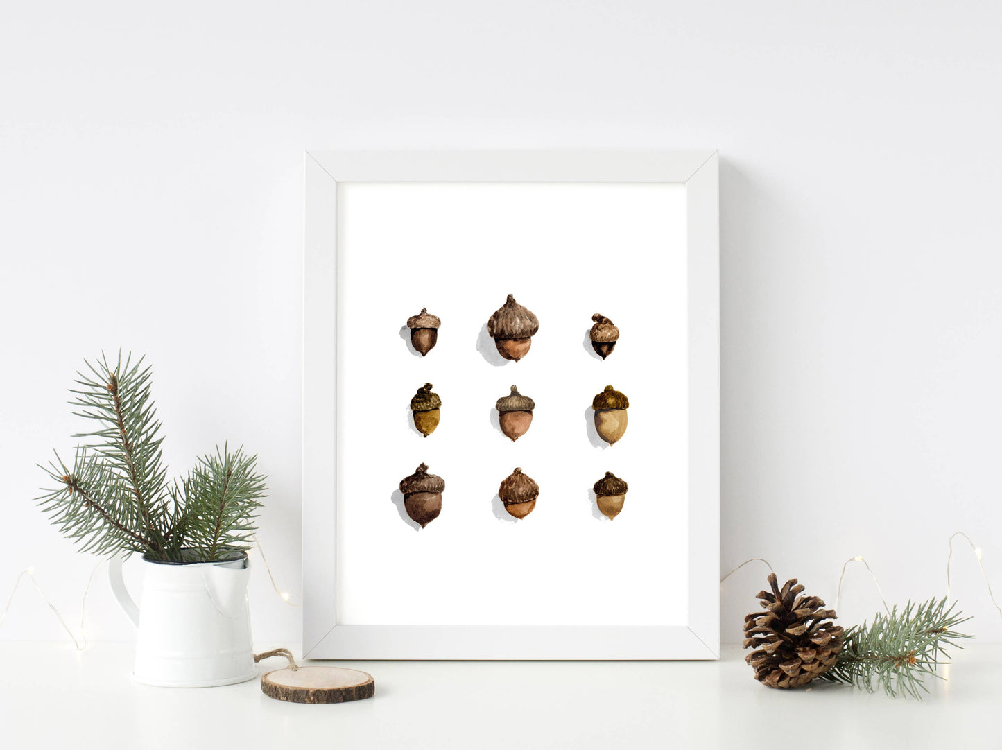 Acorns Watercolor Art Print