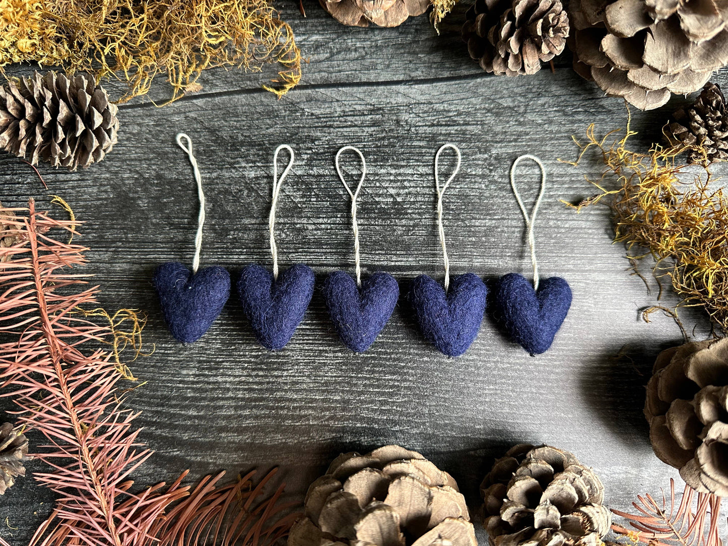 Felted Wool Mini Heart Ornament: Paintbrush Red