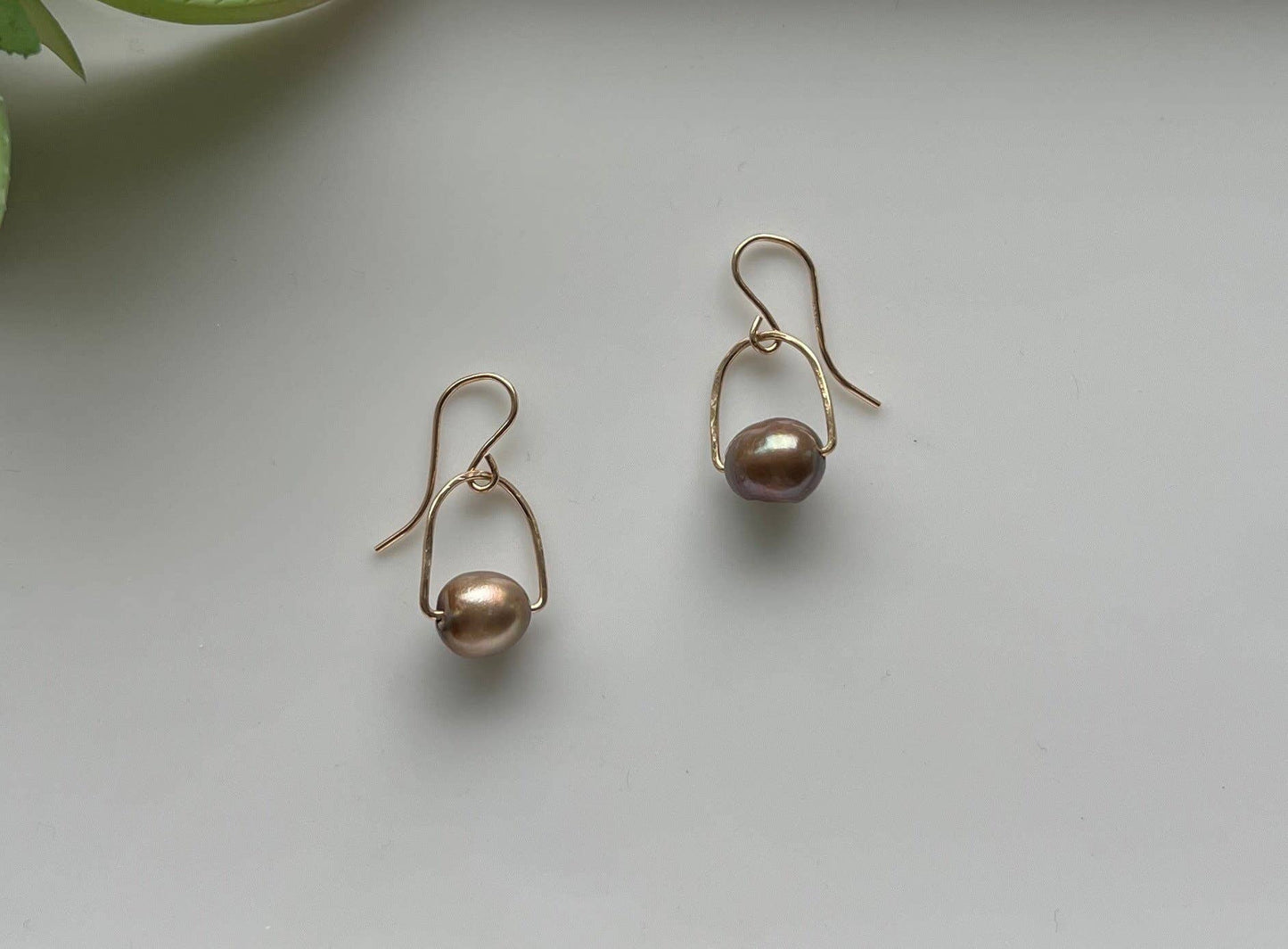 Chocolate Pearl Drop Earrings: 14k Gold