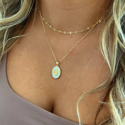 Kamryn Dapped Sequin Necklace Gold Filled: 16”