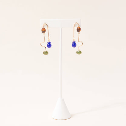 Tortoise, Cobalt, and Jade Rhythm Earrings