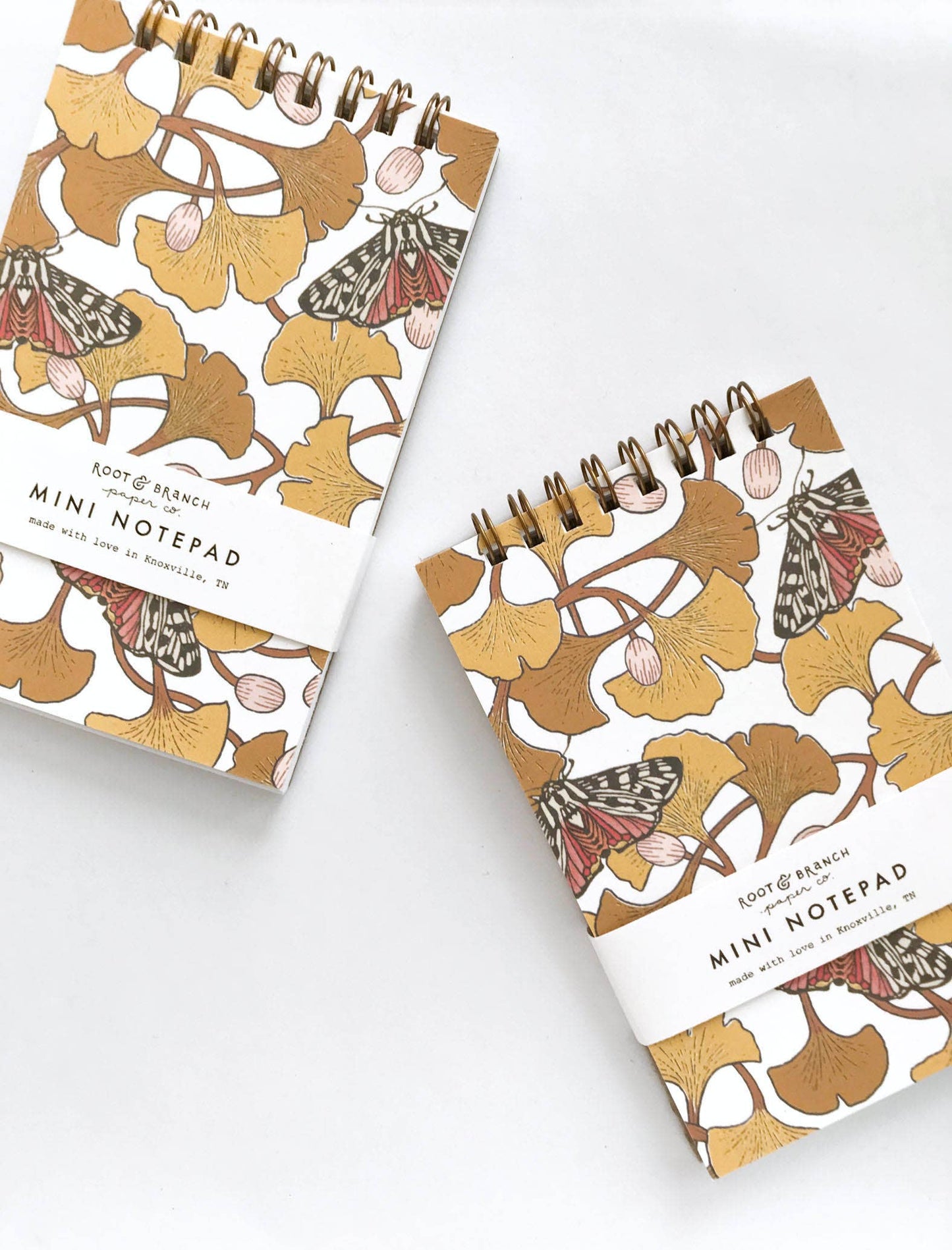 Root & Branch Paper Co. - Ginkgo + Tiger Moth Mini Spiral Notepad