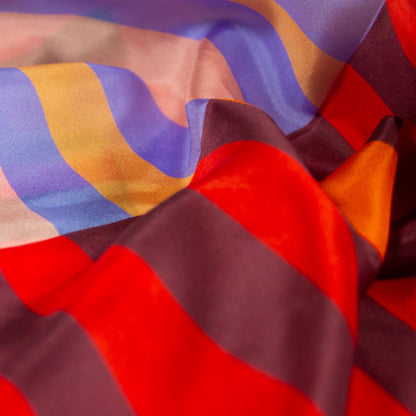 Red Colorblock Scarf |100% Silk