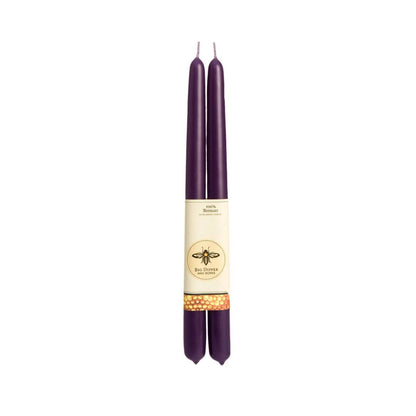 100% Pure Beeswax Tapers: Eggplant / Standard (12" x 7/8")