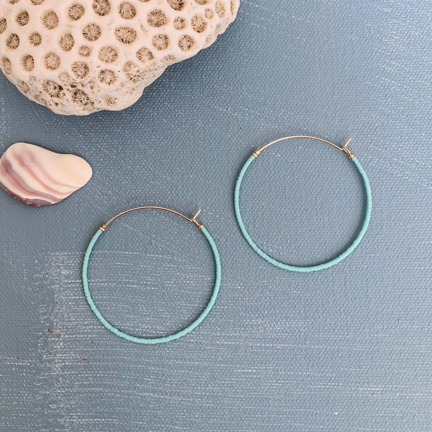 Beaded Hoop in Turquoise