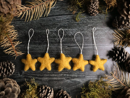 Felted Wool Star Ornament: Snowberry White