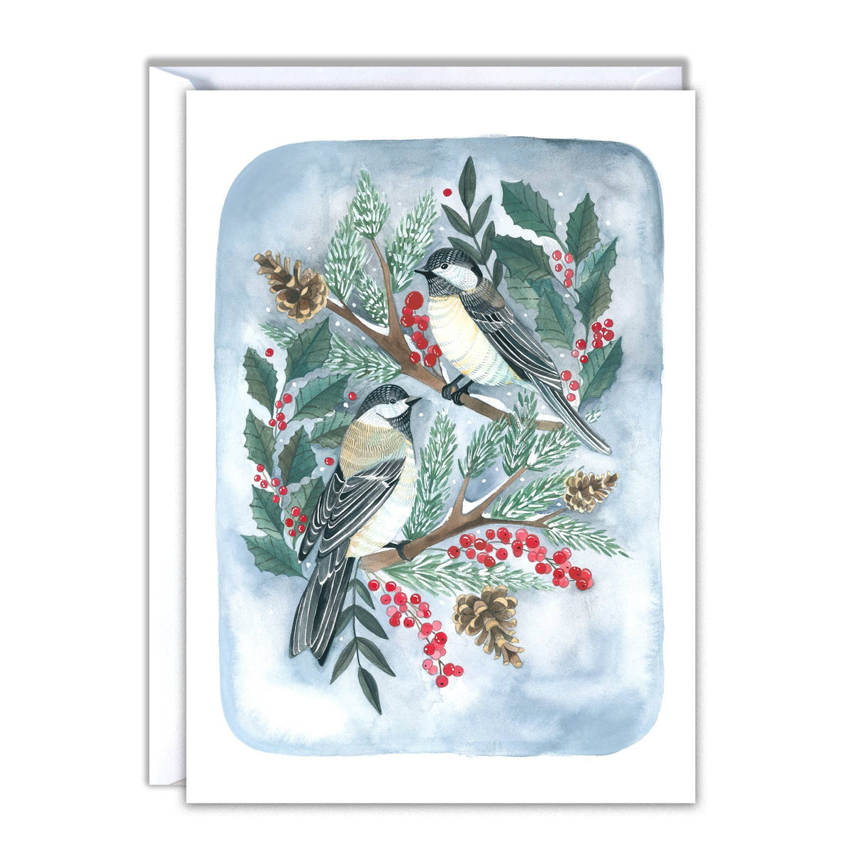 michele maule - Holiday Card- Two Christmas Chickadees