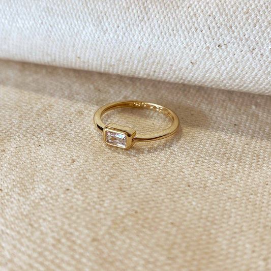 18k Gold Filled Rectangle Solitaire Ring: 9