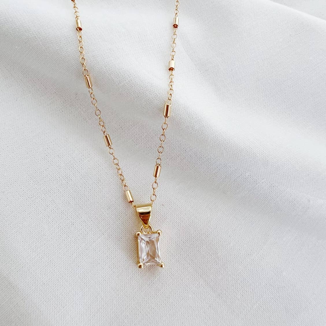Clear CZ Pendant Necklace Gold Filled