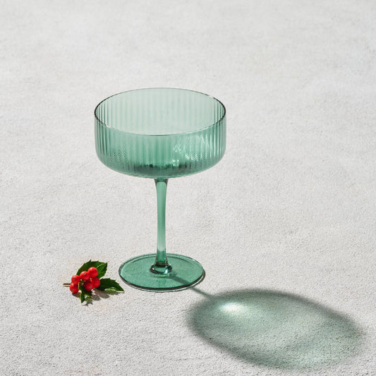 Ribbed Coupe Glass 10 oz. - Green