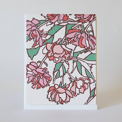 Pink Spring Cherry Blossom Blank Card