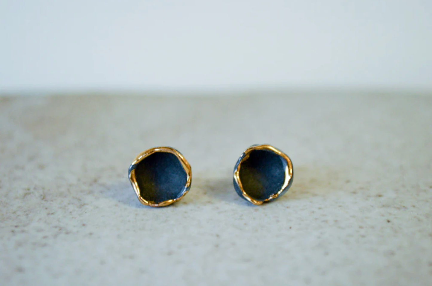 Hana Studs: Black Porcelain 14k GF Studs