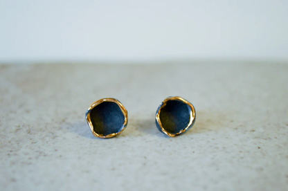 Hana Studs: Black Porcelain 14k GF Studs