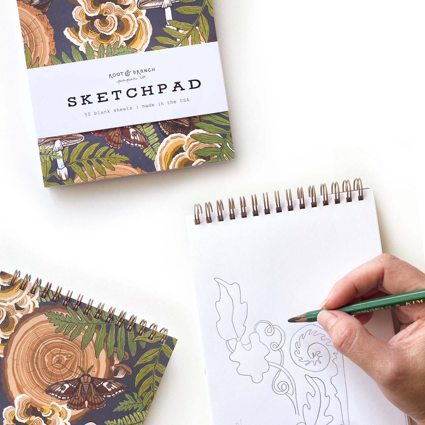 Root & Branch Paper Co. - Ginkgo + Tiger Moth Spiral Bound Sketchpad