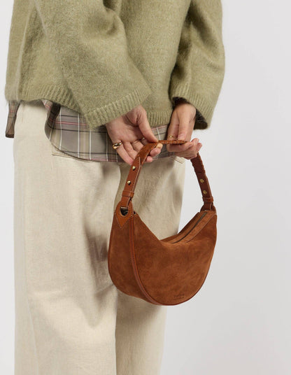 O My Bag - Leo Midi Shoulder Strap - Cognac Suède with Classic Leather: Cognac / Suede / Small