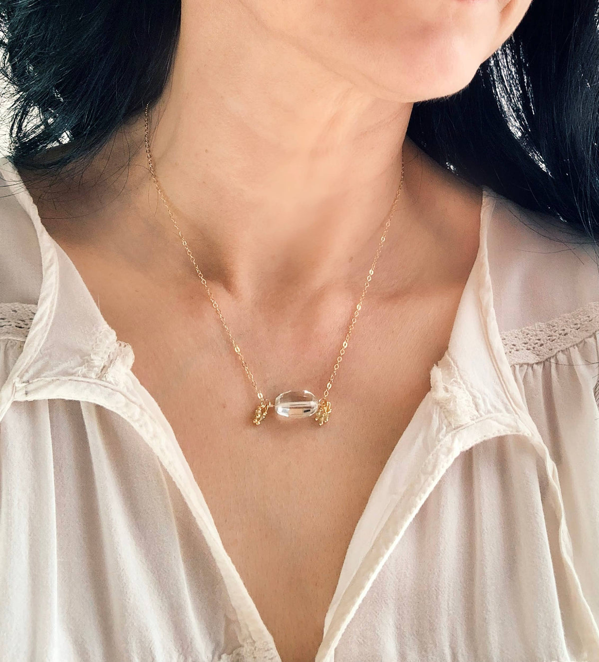 Green Amethyst Necklace GF 17”