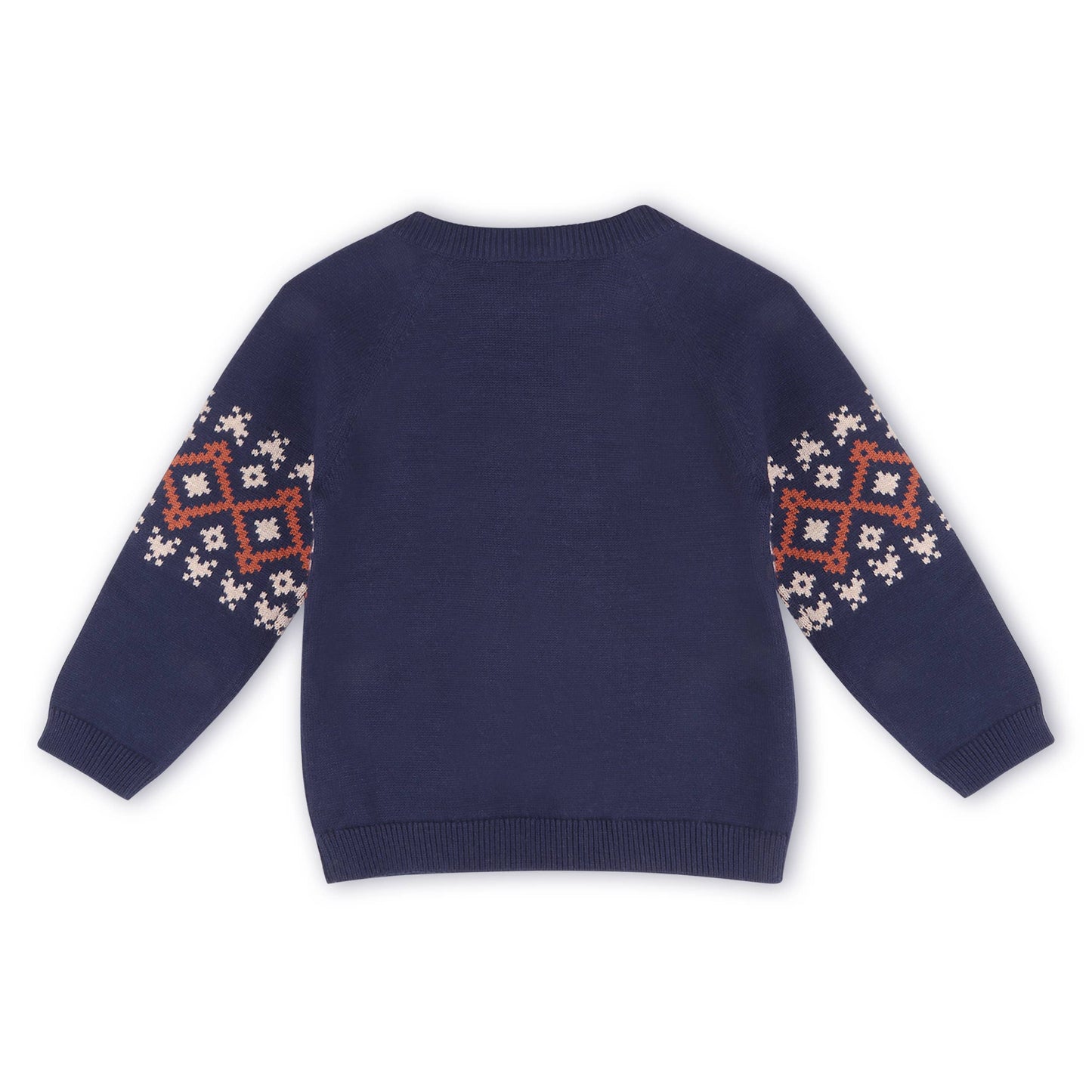 Fair Isle Raglan Sleeve Baby Pullover Sweater Navy Blue