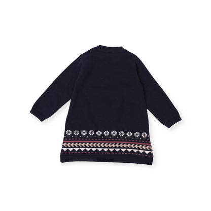 Fair Isle Knit Dress Navy Blue / 3-6M
