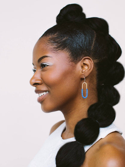 Macramé Link Earrings: Cobalt