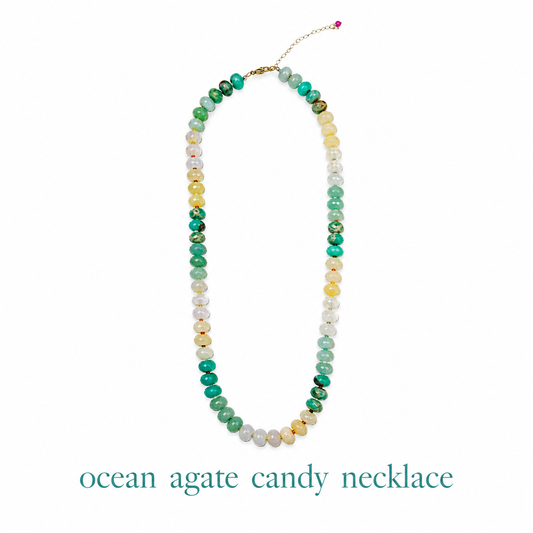 Ocean Agate Candy Necklace: 16"