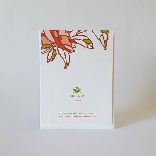 Red Floral Camellia Blank Greeting Card