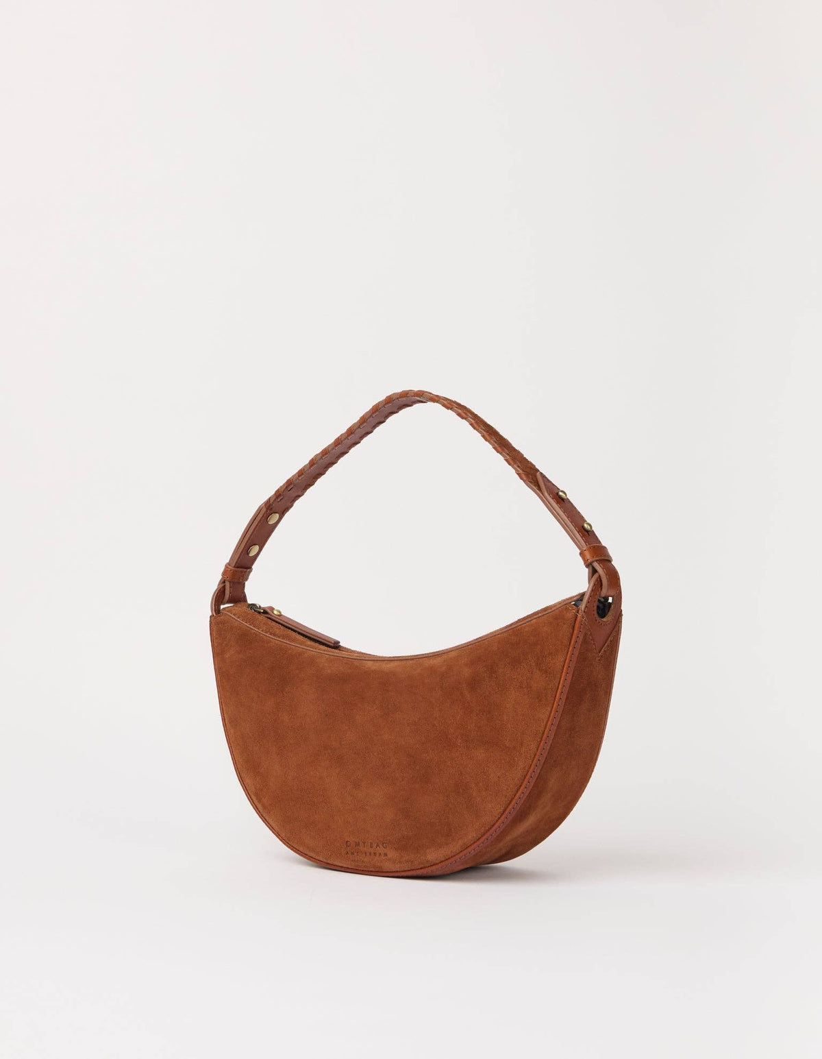O My Bag - Leo Midi Shoulder Strap - Cognac Suède with Classic Leather: Cognac / Suede / Small