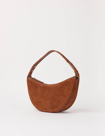 O My Bag - Leo Midi Shoulder Strap - Cognac Suède with Classic Leather: Cognac / Suede / Small