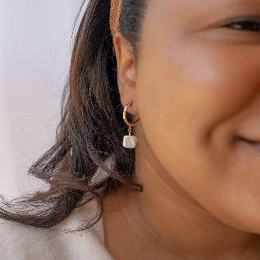 Square Pearl/Gold Filled Hoop