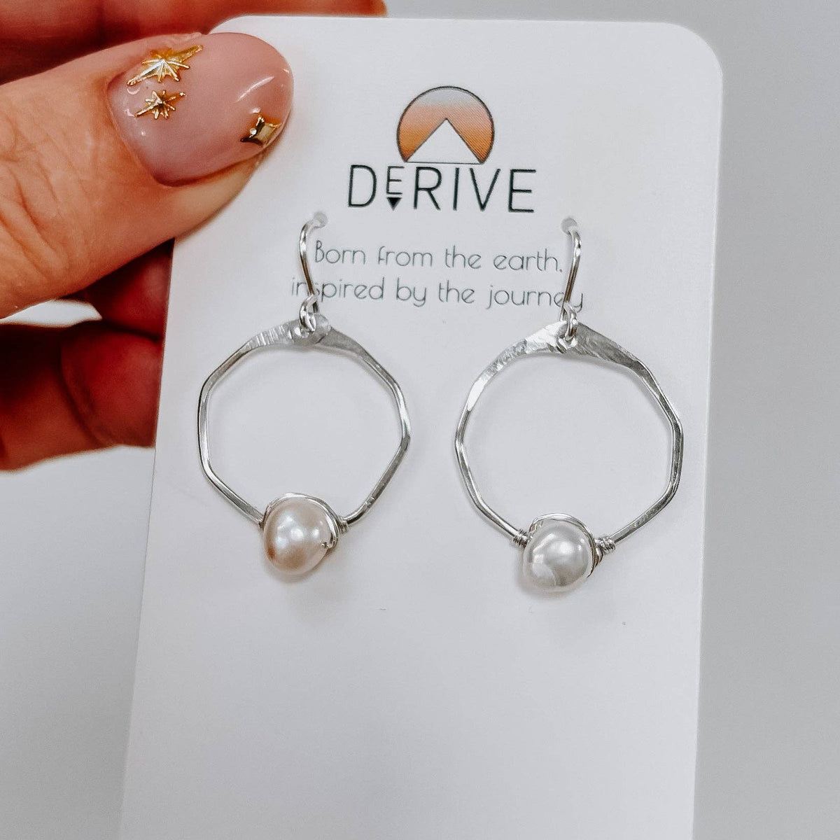 Mini Organic Hoop Pearl Earrings: 14K Gold Fill