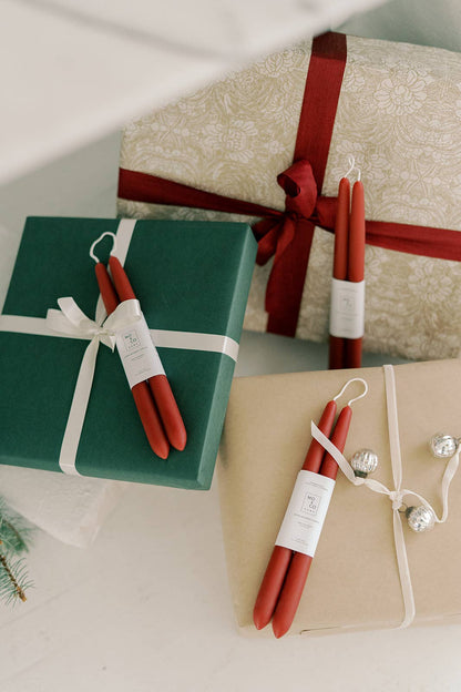Berry Red | Dipped Beeswax Taper Candles | All Natural: 10 Inch