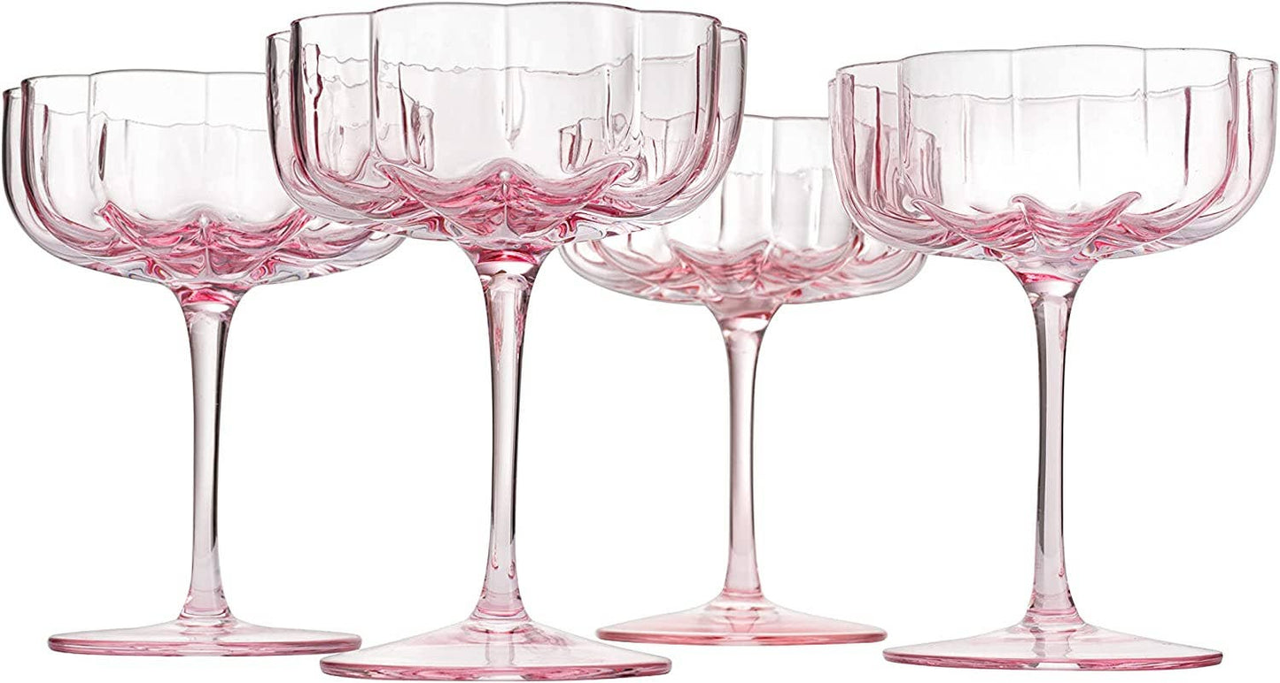 Pink Flower Champagne & Cocktail Coupes