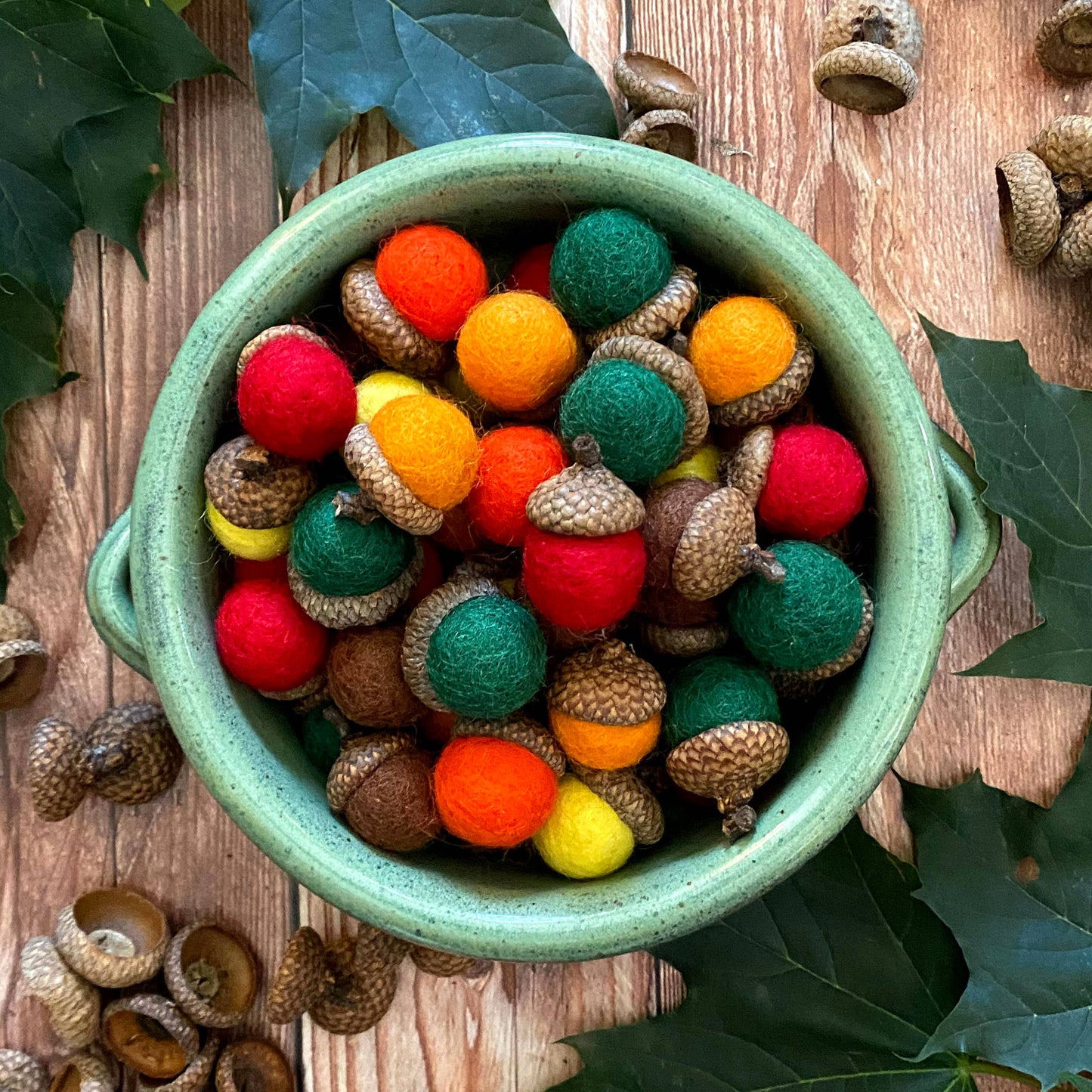 Felt Wool Acorns Autumn Leaves
