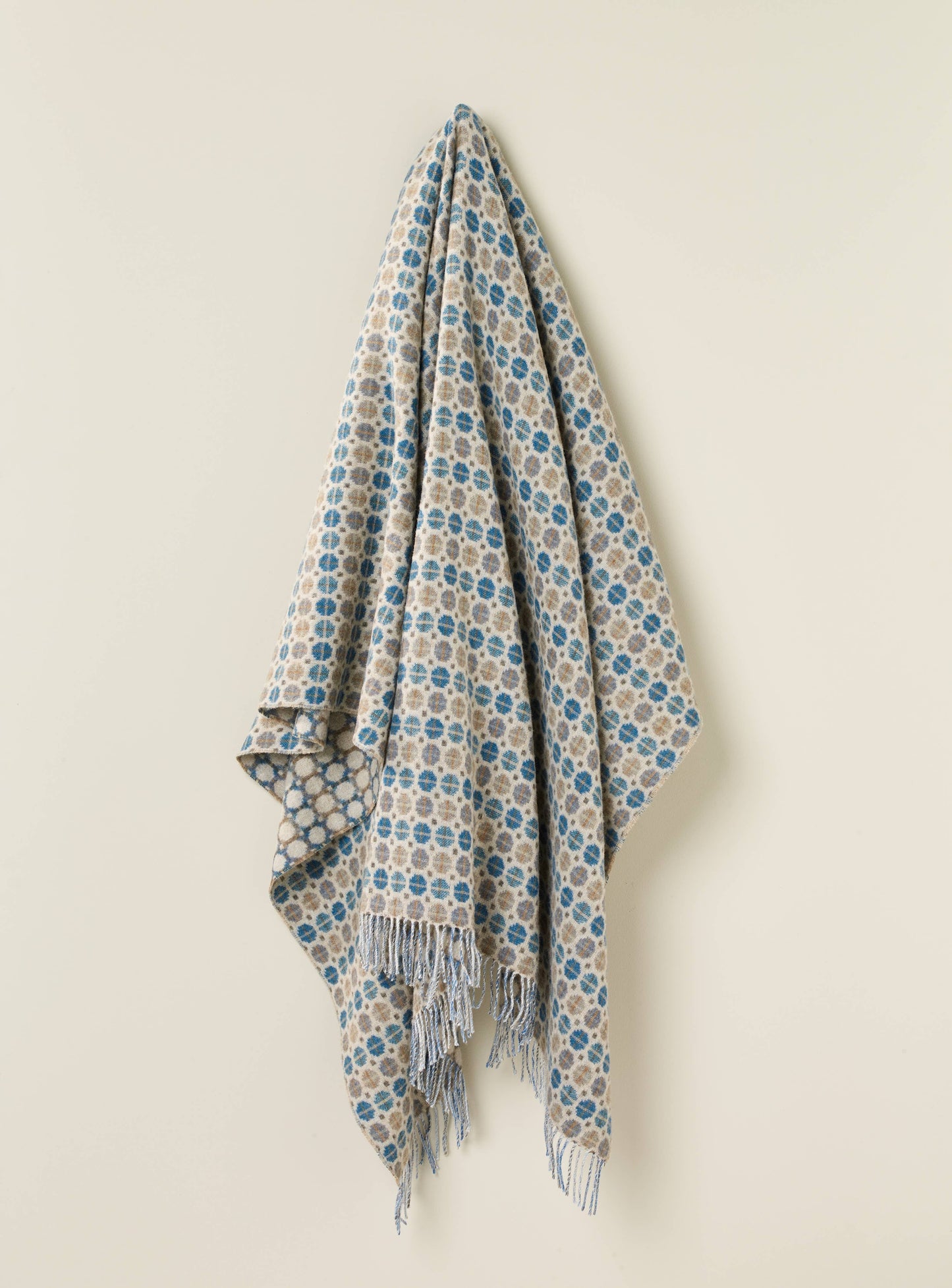 Coral & Mint Merino Lambswool Throw Made in England