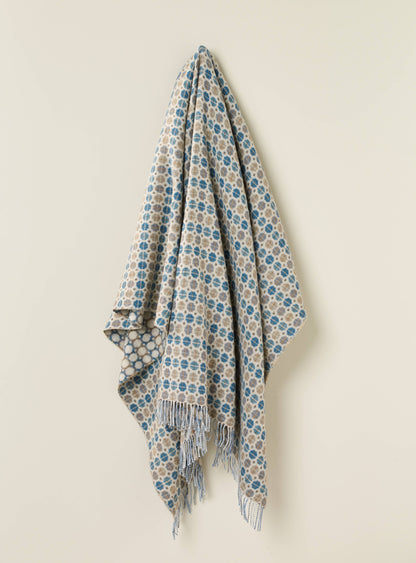 Coral & Mint Merino Lambswool Throw Made in England