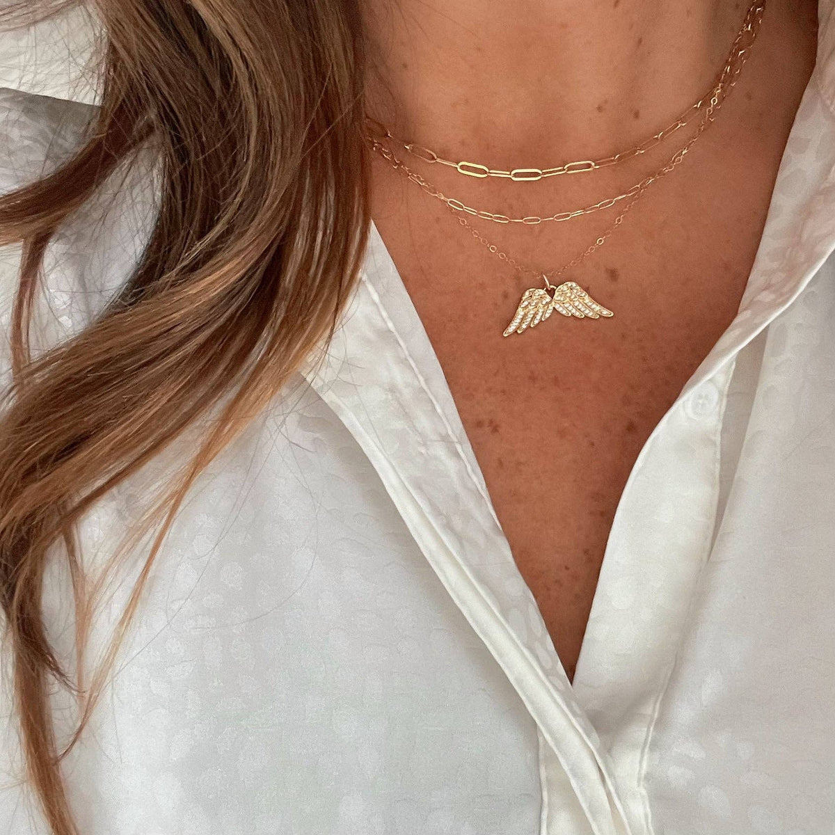 Rose Dainty Paperclip Necklace Gold Filled: 18”